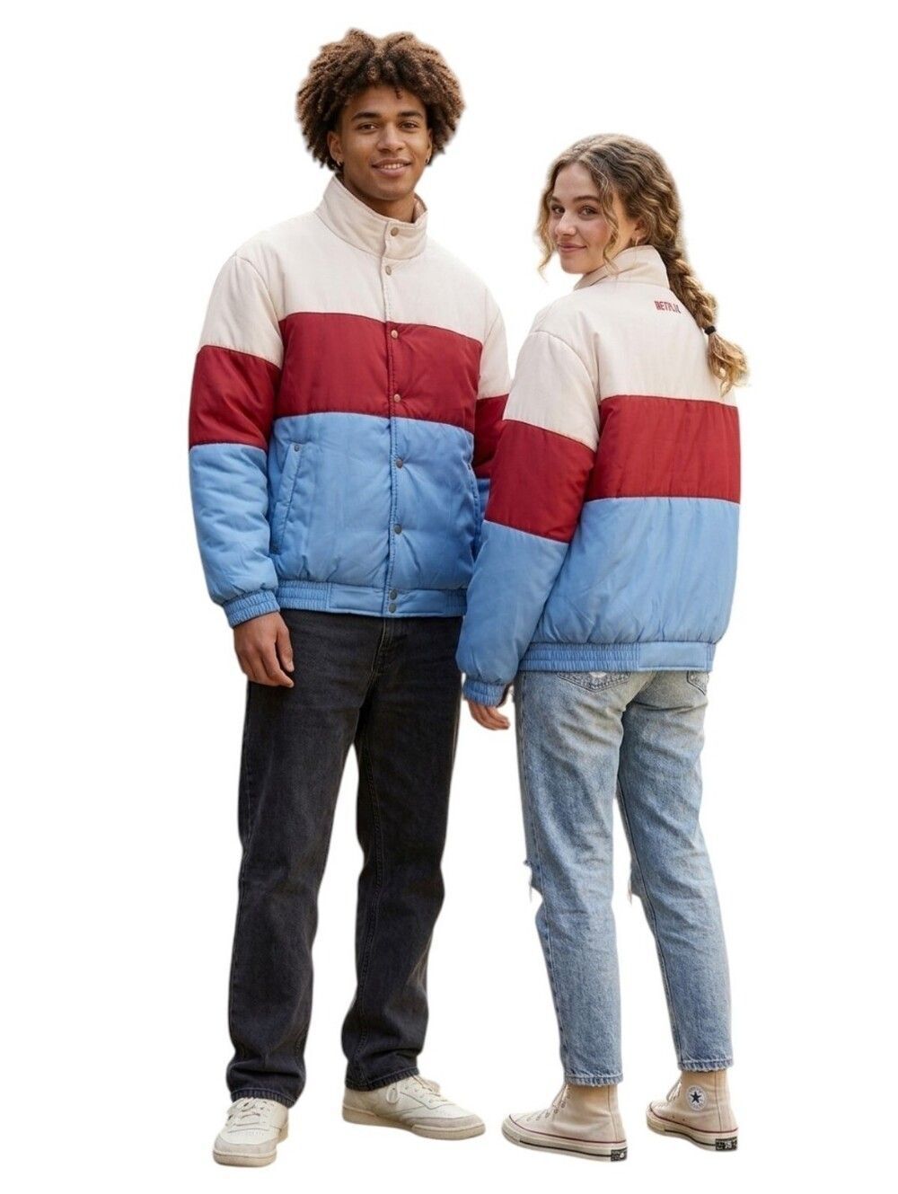 Netflix Sex Education Promo Colorblock Puffer Jacket 2XL Unisex Retro Rare